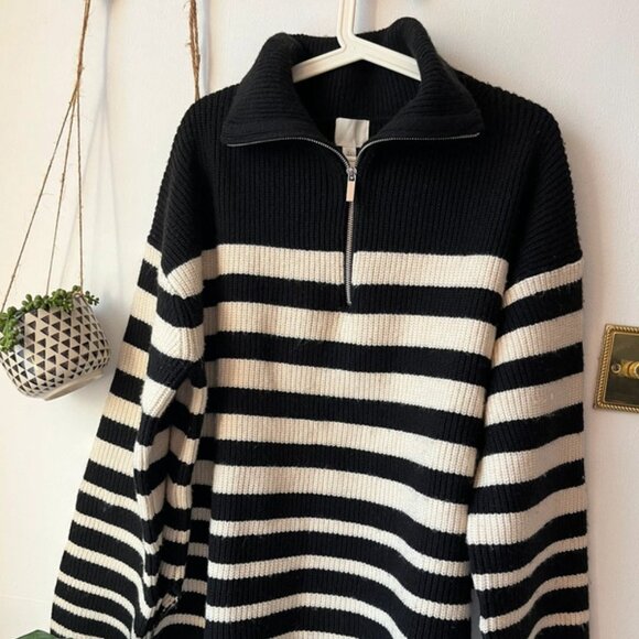 H&M stripped wool blend jumper size L - Picture 1 of 3